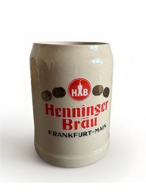 Vintage Gerz Henninger Brau Frankfurt Beer Mug Stoneware Germany 0.5L Signed